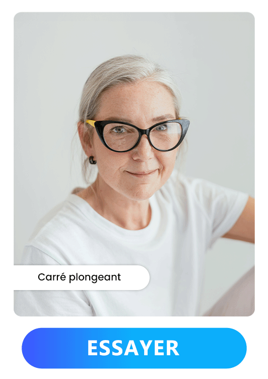 Coupes de cheveux pour femme de 60 ans avec lunettes - Carré plongeant