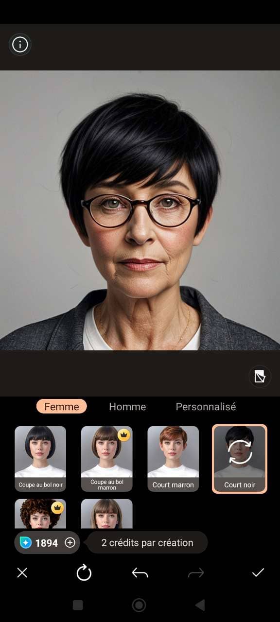 Comment essayer virtuellement une coiffure pour une femme de 60 ans?