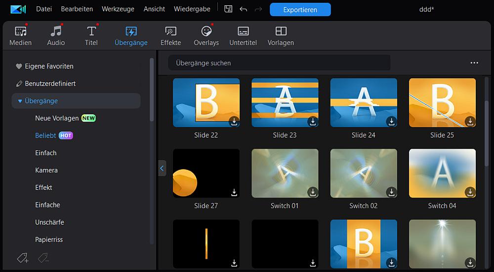 PowerDirector Übergänge