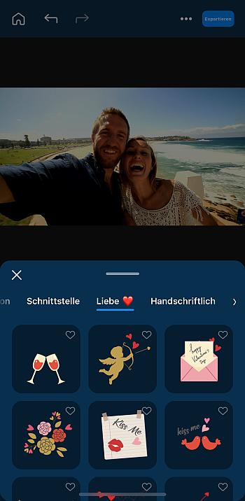 PowerDirector App - Romantische Sticker