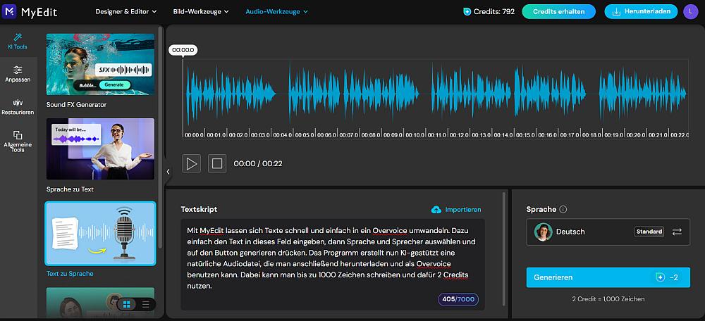 Overvoice erstellen mit MyEdit