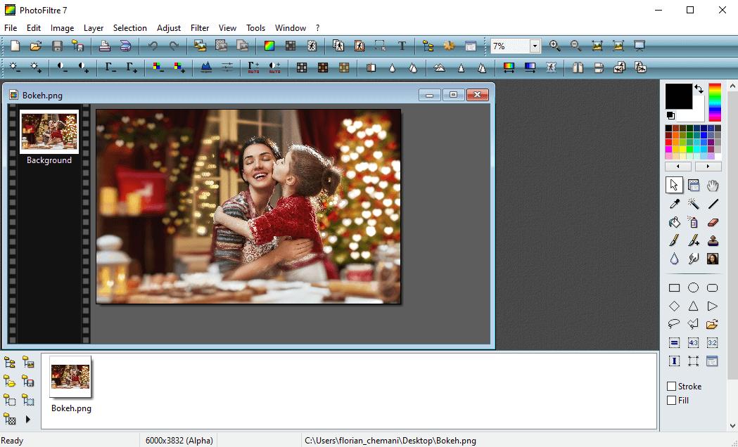 Interface du logiciel de retouche photo PhotoFiltre7
