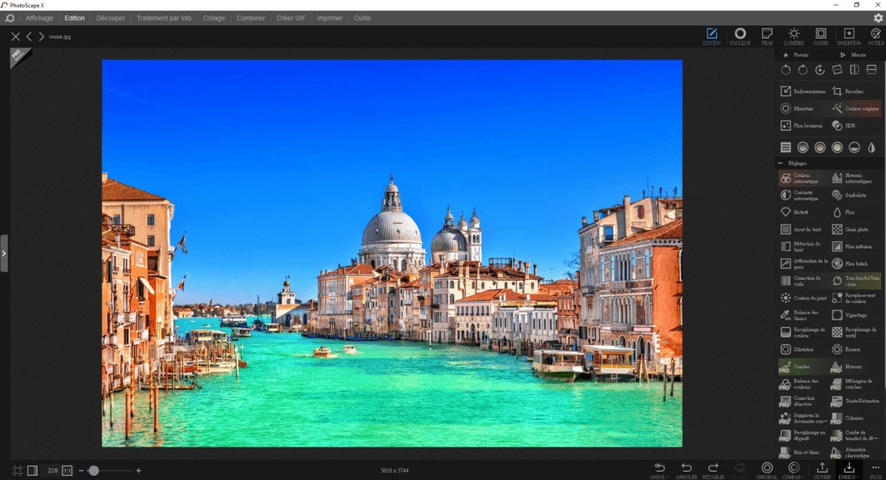 Interface du logiciel de retouche photo PhotoScape