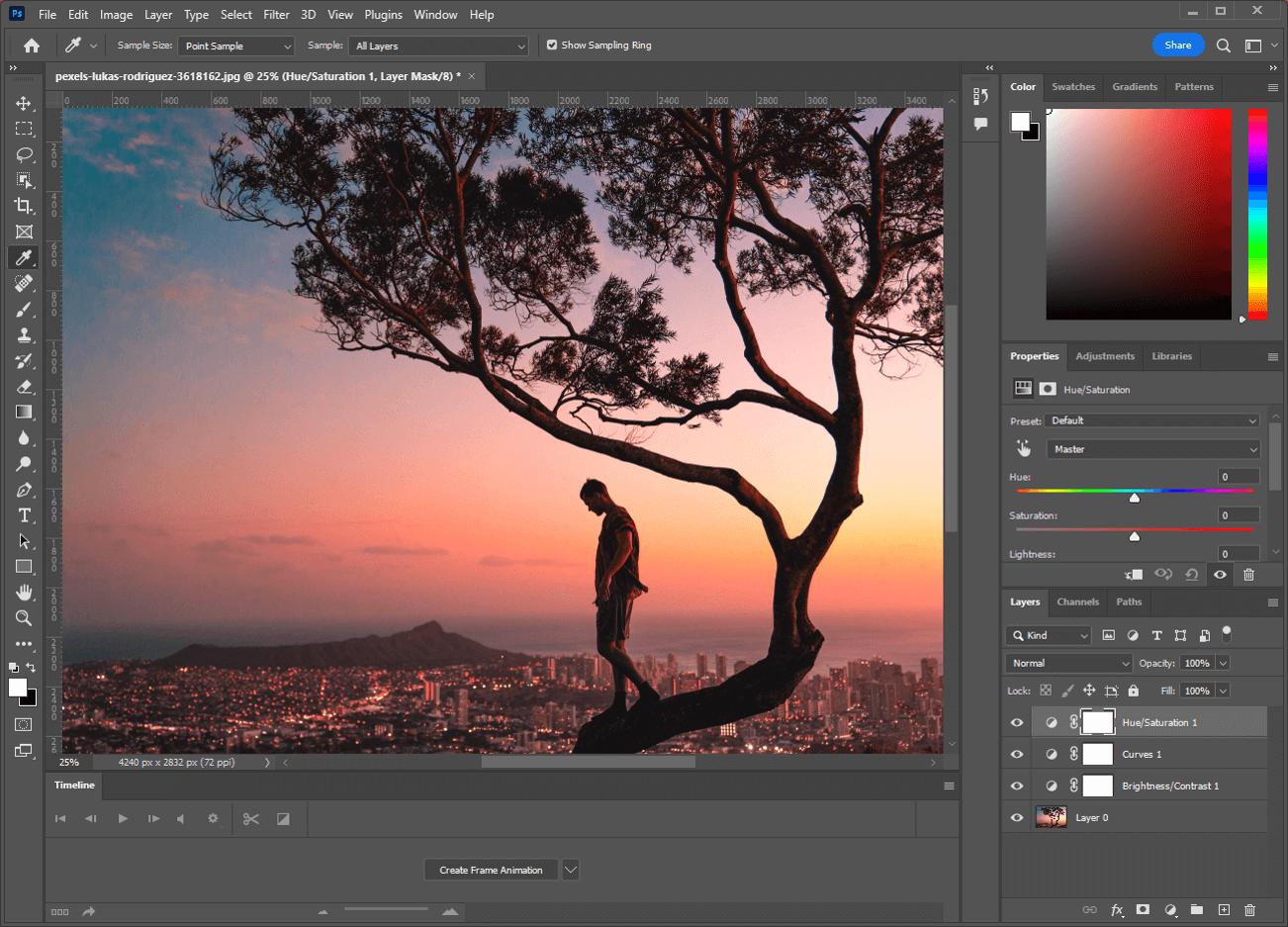 Interface du logiciel de retouche photo Photoshop