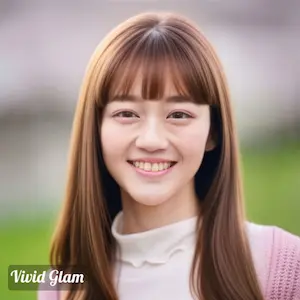 vivid glam AIヘアスタイル エアリーバングス 茶