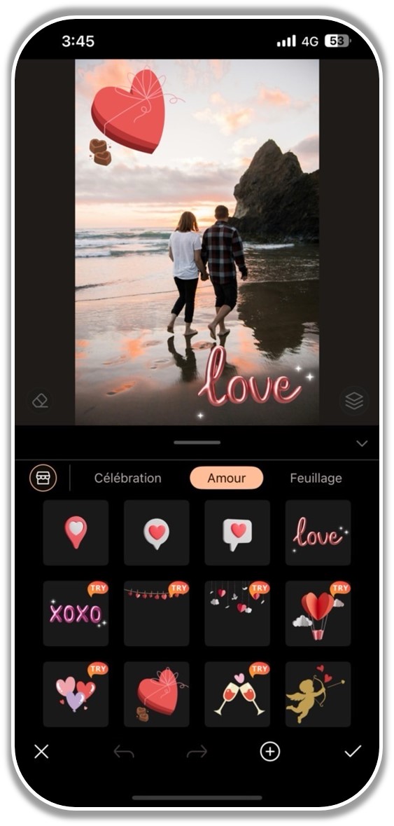 Créer un montage photo de la Saint-Valentin avec des autocollants