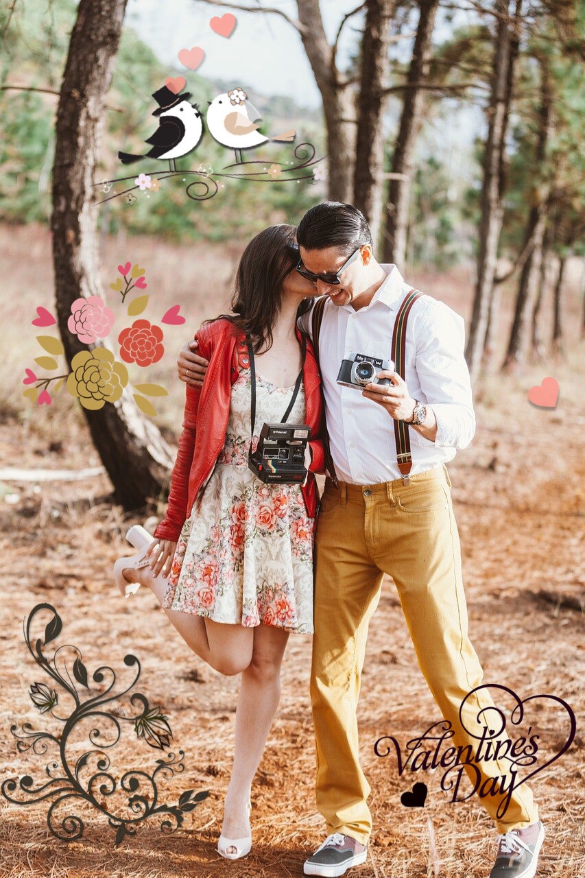 Fondo de pantalla de San Valentín con stickers