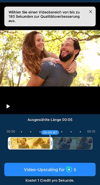 Video zum hochskalieren auswählen