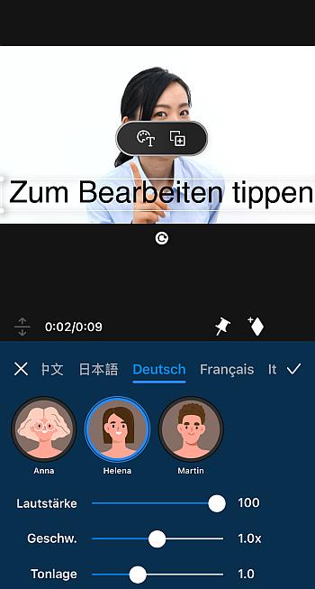 KI-Stimmen in der PowerDirector-App