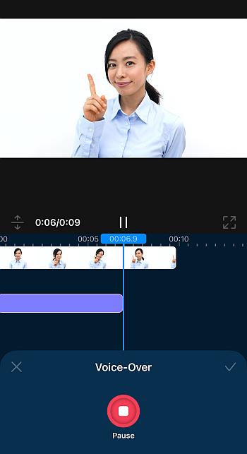 PowerDirector App - Audio-Aufnahme läuft