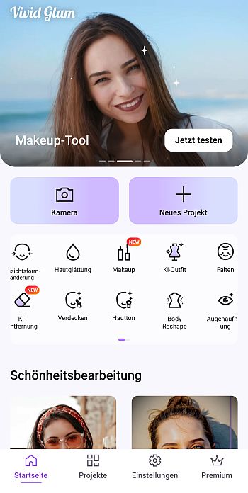 Vivid Glam - Video & Foto Editor mit Beauty CAm