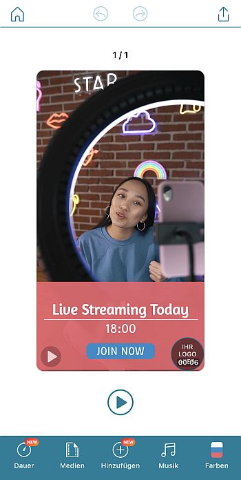 Instagram Videos Template wählen