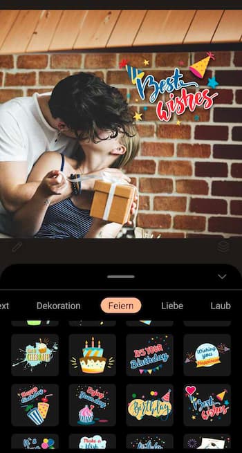 PhotoDirector App - Geburtstags-Sticker