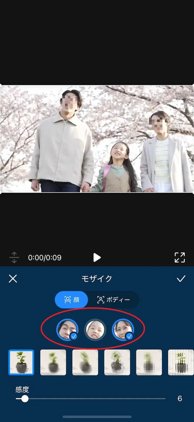 PowerDirectorAIモザイク画面