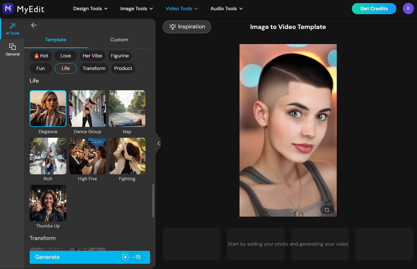 Transform image to video with MyEdit