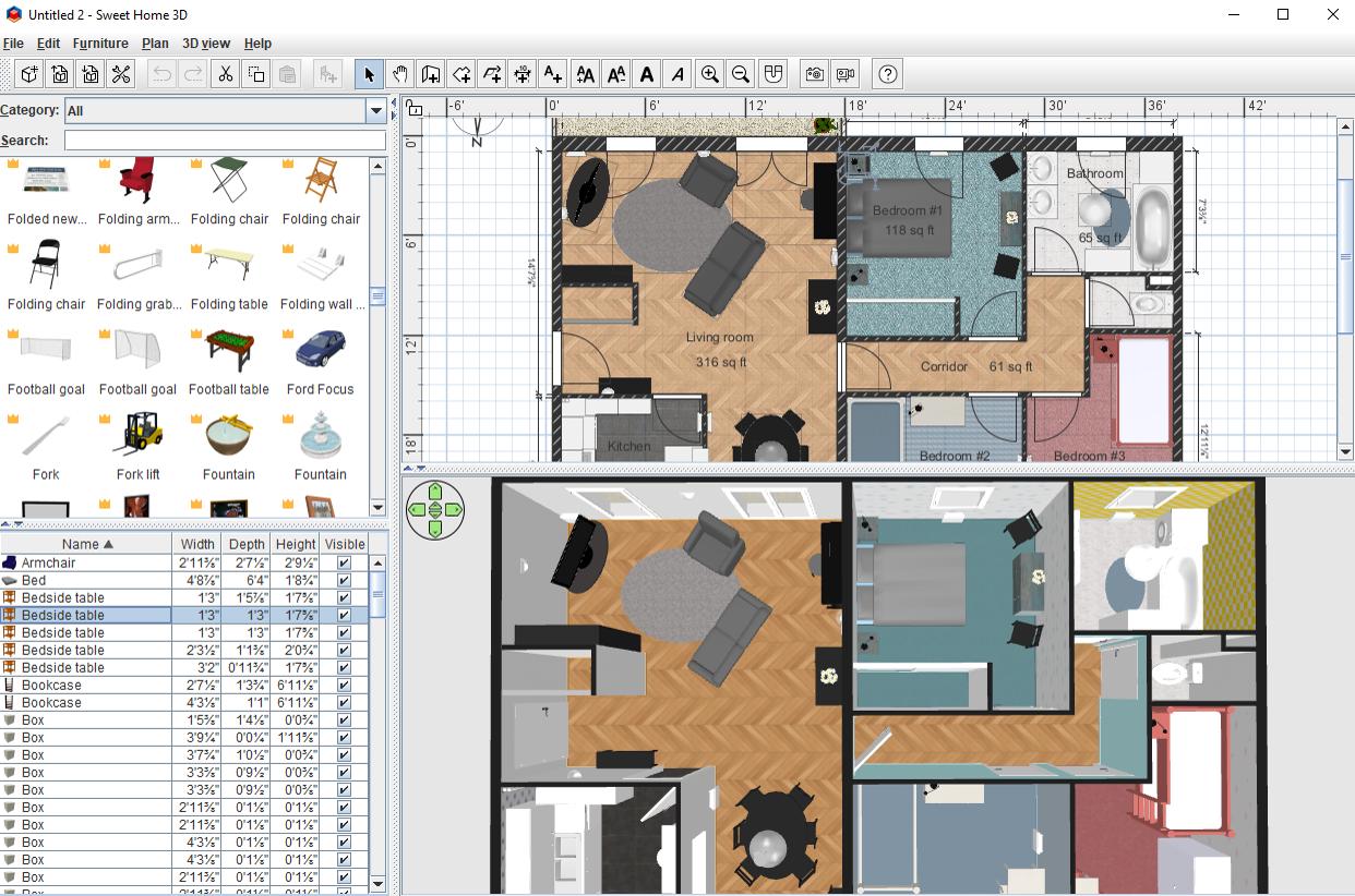 Sweet Home 3D - 4e meilleur logiciel d'aménagement d'intérieur gratuit