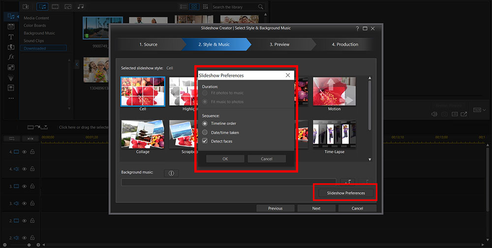 PowerDirector - Slideshow Preferences