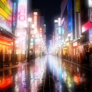 PC版PhotoDirectorブラックミスト適用後 夜の街並み画像