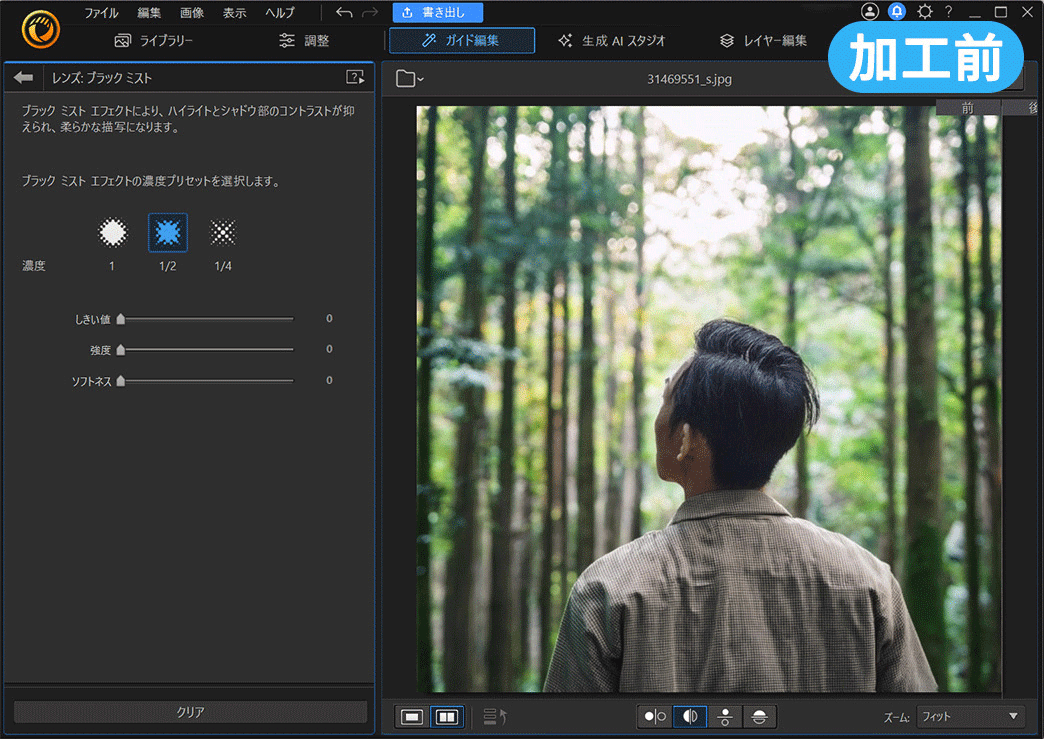 PhotoDirector ブラックミストエフェクトサンプル