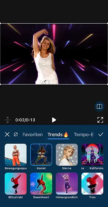 KI-gestützte Effekte, die Bewegungen verfolgen