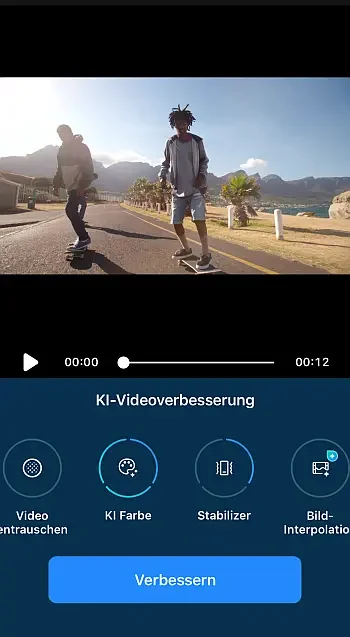 Video Enhancer verbessert Rauschen, Farbe, Stabilität und bietet Bildinterpolation