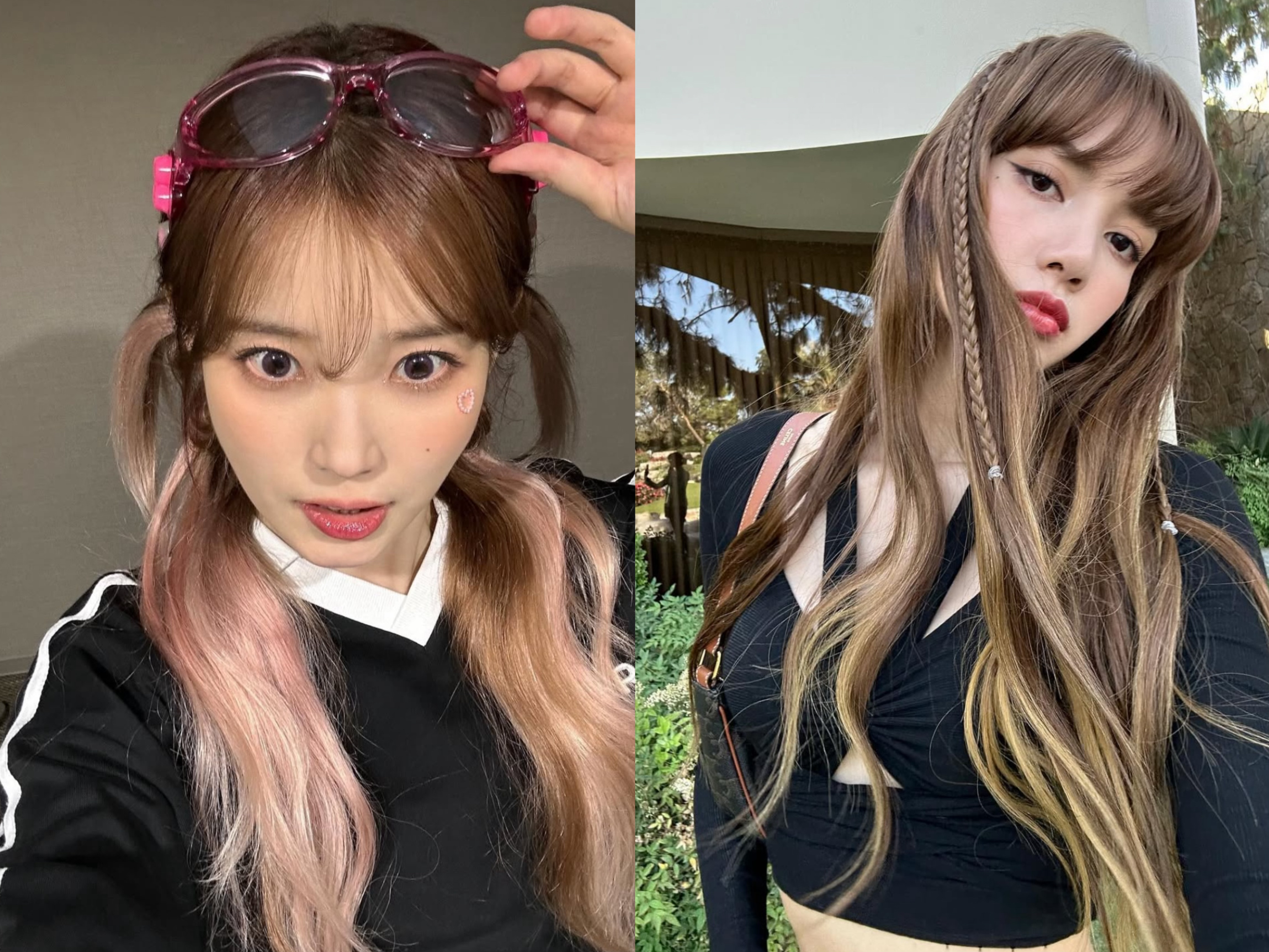 투톤 염색 헤어를 한 한국 스타