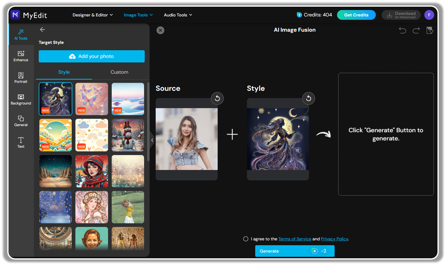 How to merge 2 pictures with AI online - Step 3