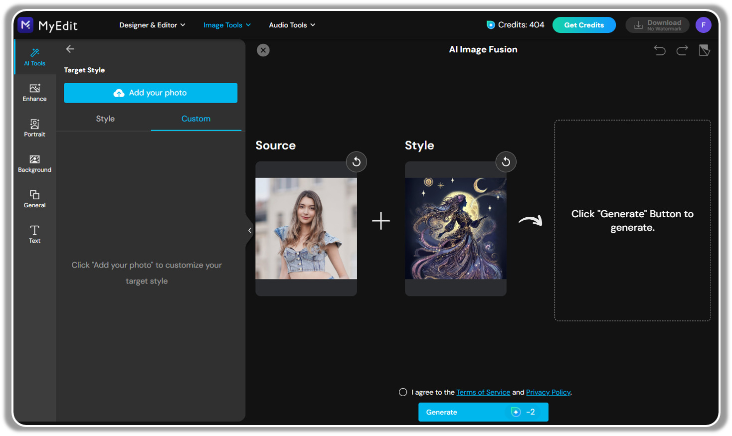 How to merge 2 pictures with AI online - Step 4