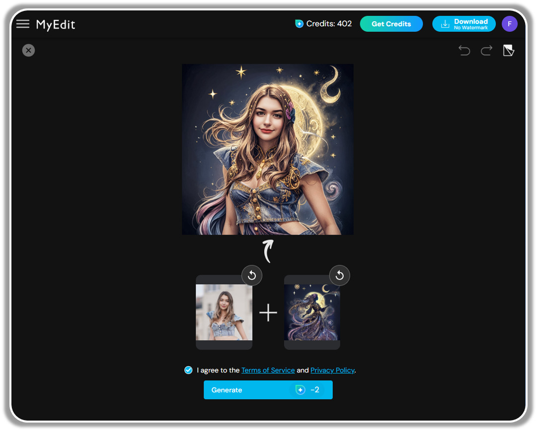 How to merge 2 pictures with AI online - Step 5