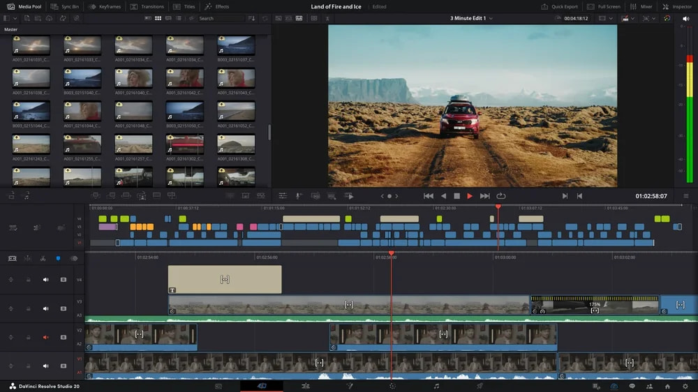 Página de color de DaVinci Resolve 21 con el árbol de nodos y las ruedas de color