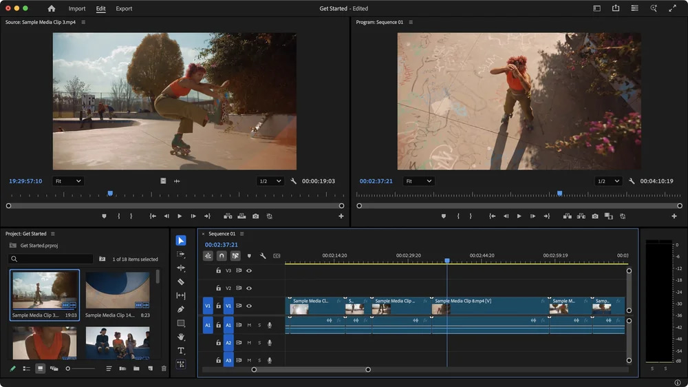 Línea de tiempo de Adobe Premiere con el panel de máscaras de objeto abierto