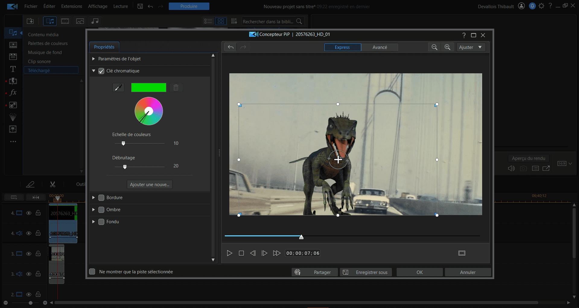 exemple de fond vert avec fonction clé chromatique sur PowerDirector