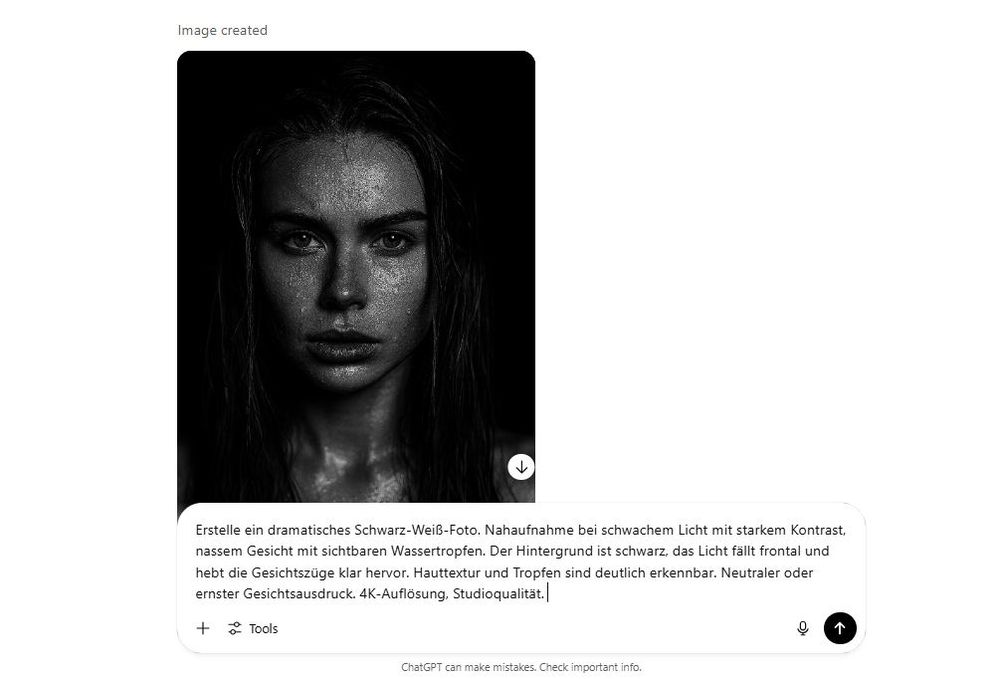 KI-Bild mit Wassertropfen in ChatGPT generieren