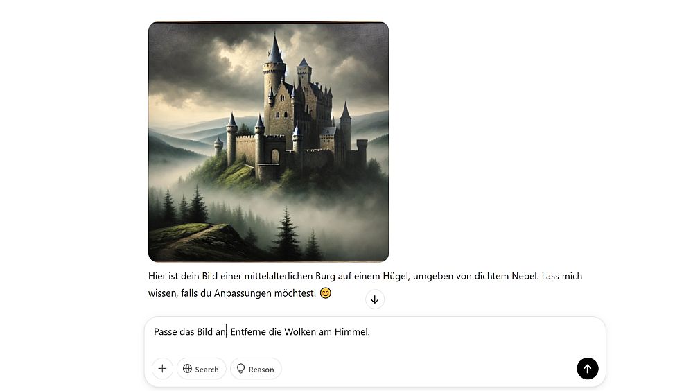 Bei Bedarf eine neue Aufforderung eingeben, um das Bild zu verändern.