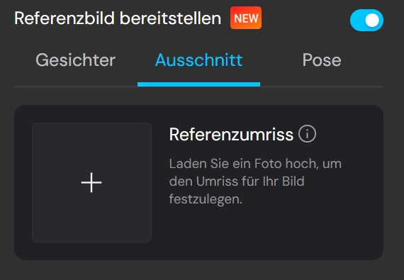 Referenzfoto mit Gesicht, Umriss oder Pose hochladen