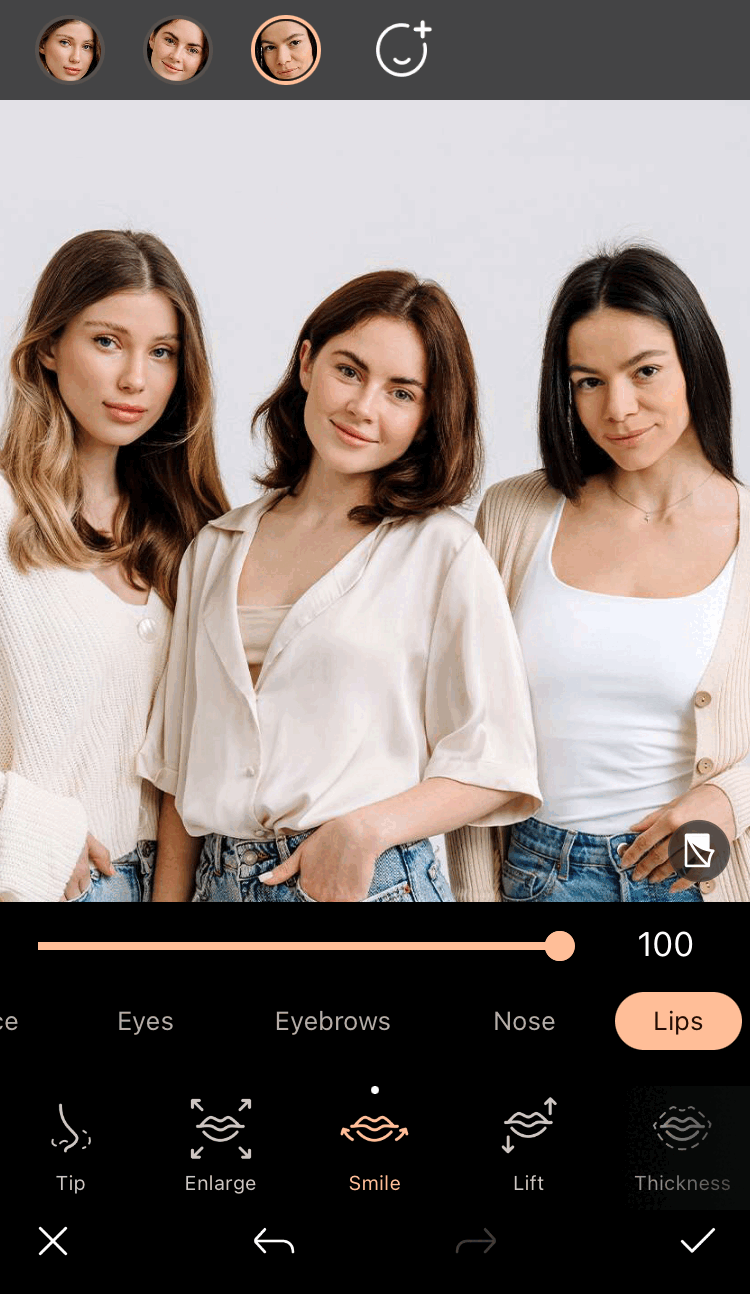 Add smile to photo with PhotoDirector app