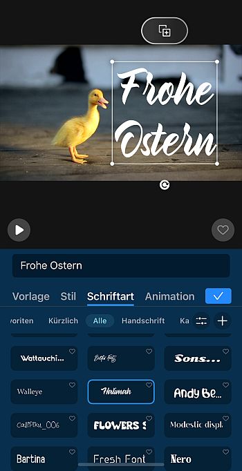 Verschiedene Schriftarten für Ostervideos