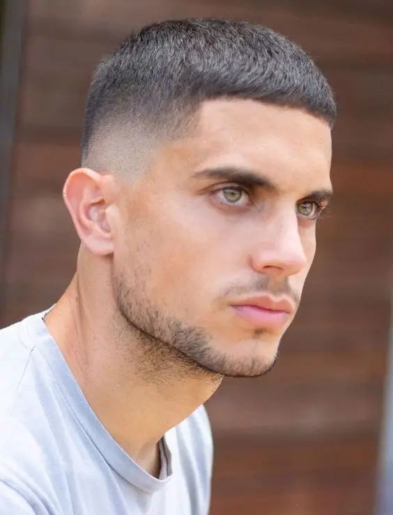 Fade buzz cut for men with clean edges