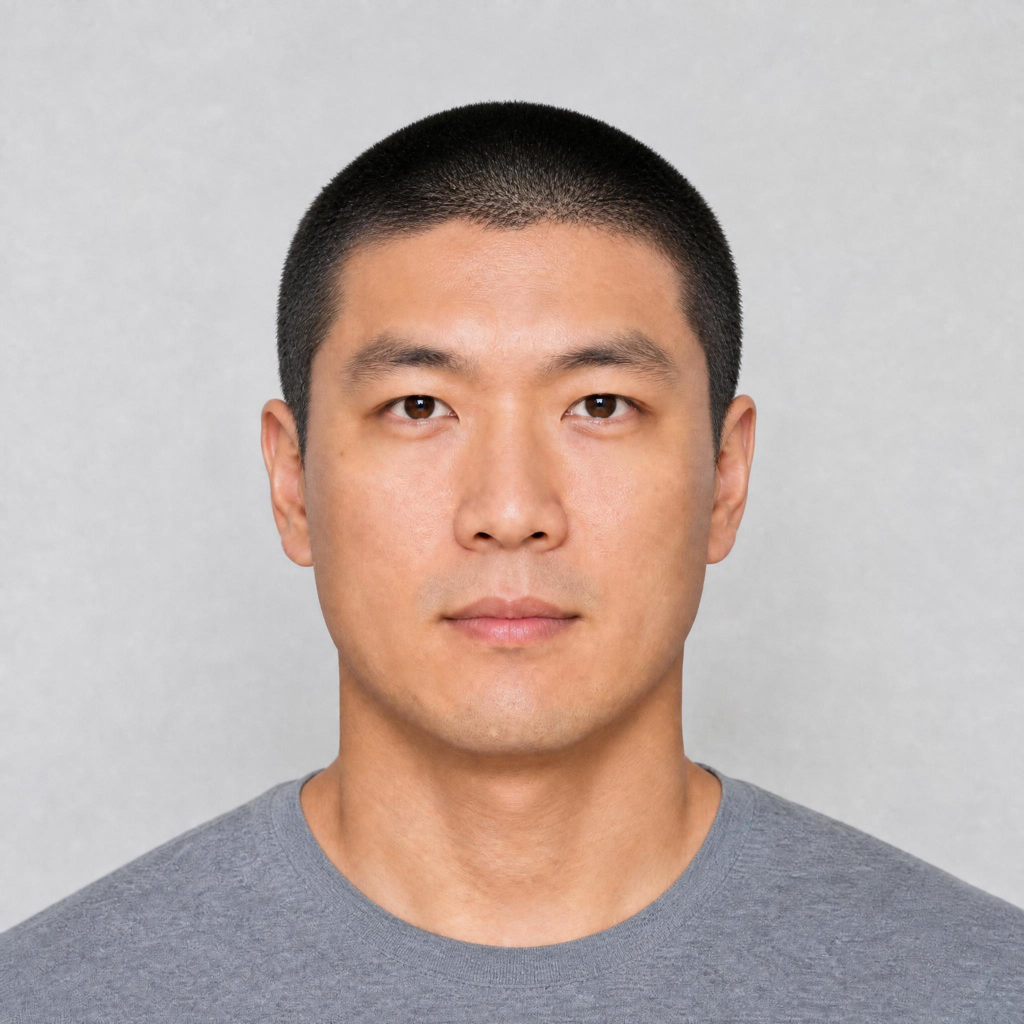 AI preview of a buzz cut on a square face shape
