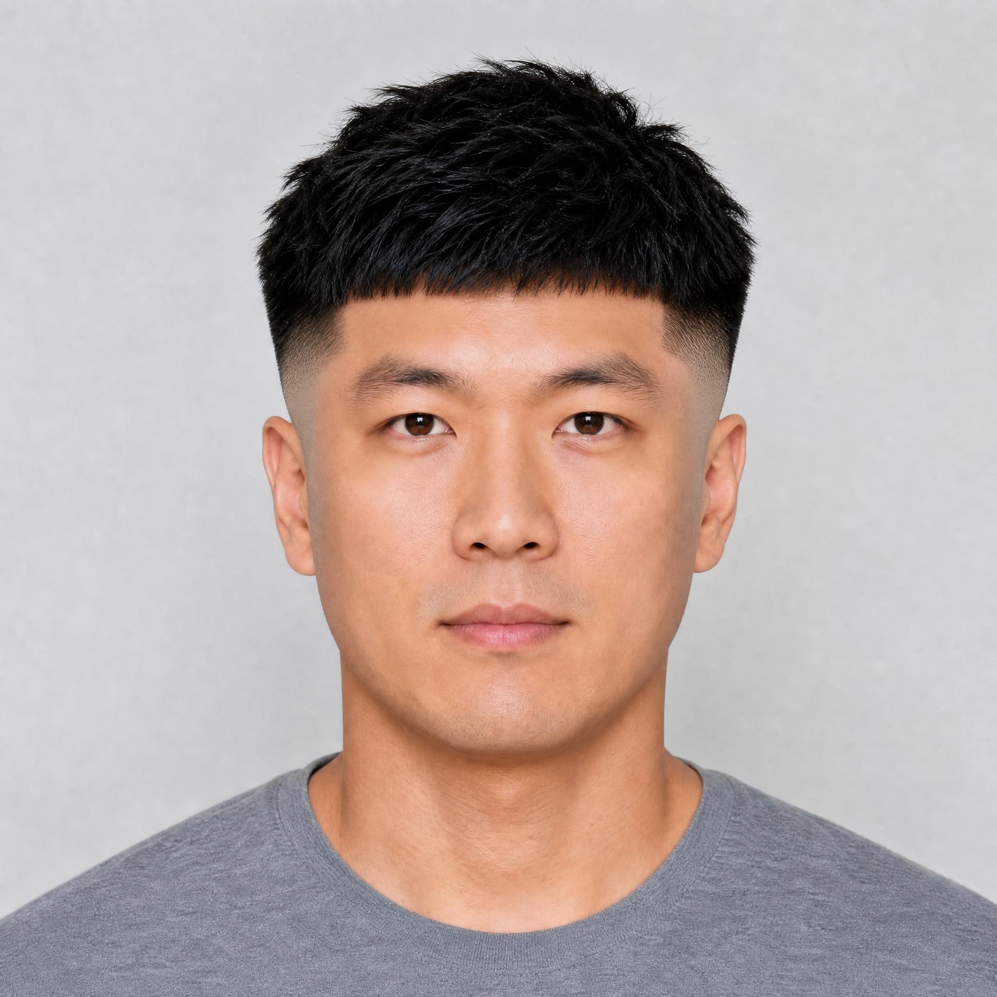 AI preview of a disconnected crop fade on a square face shape