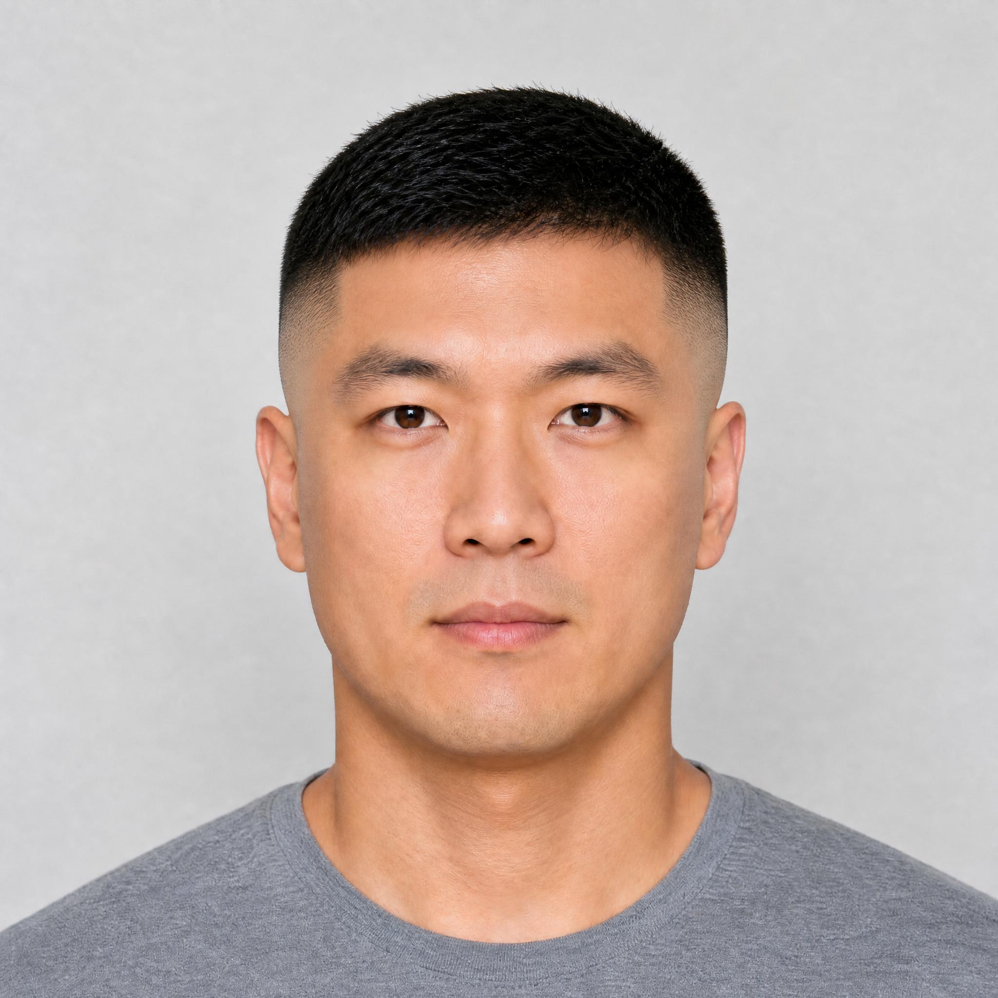 AI preview of a high skin fade with a short top on a square face shape
