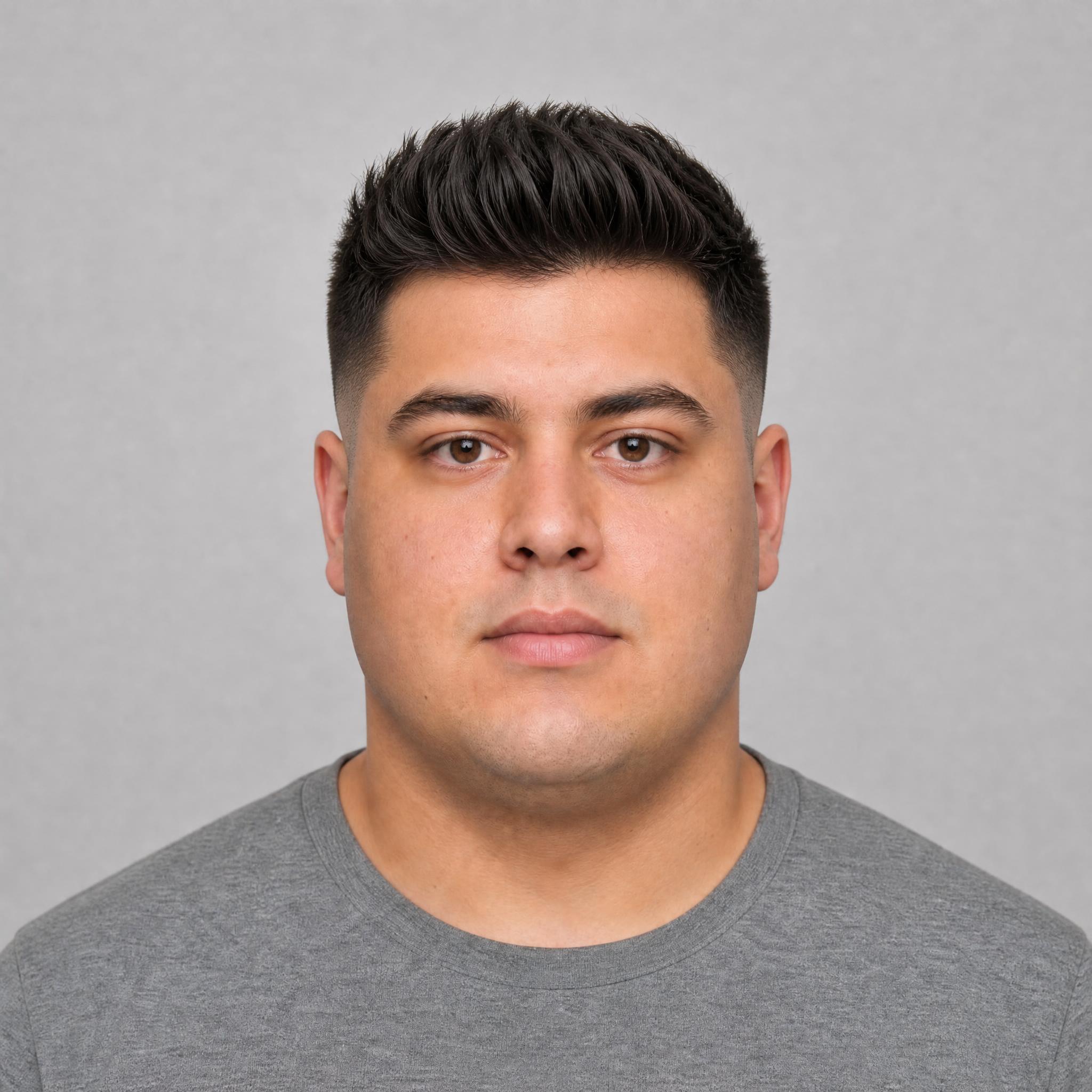 AI preview of a short quiff fade on a round face shape