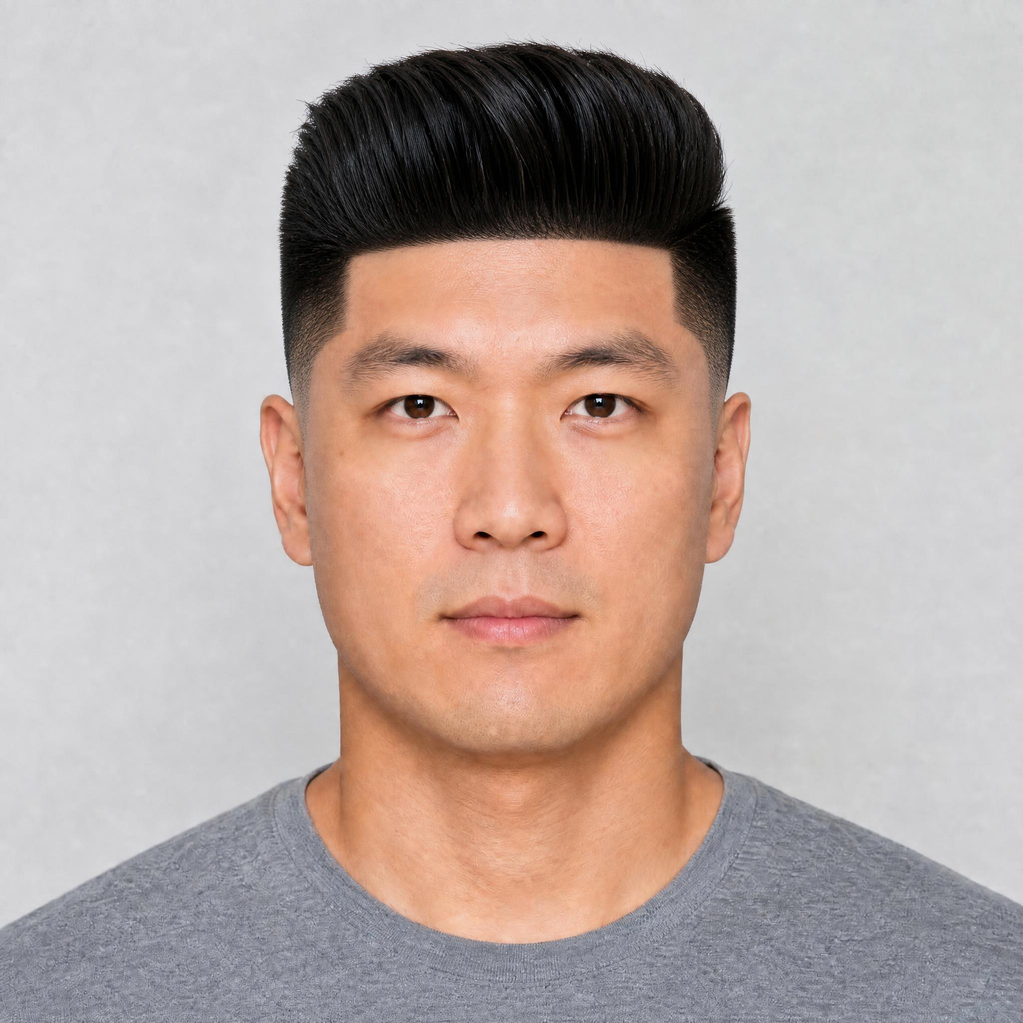 AI preview of a disconnected pompadour on a square face shape