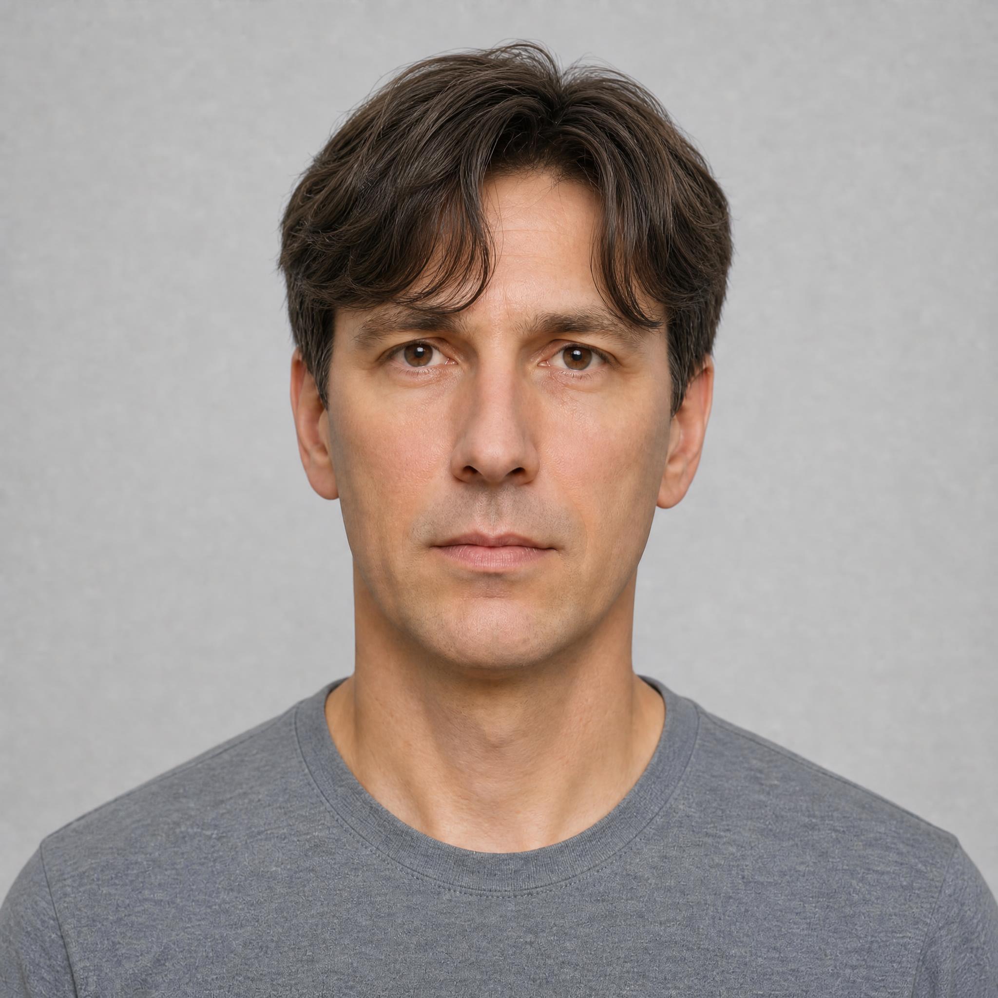 AI preview of relaxed comma hair on an oblong face shape