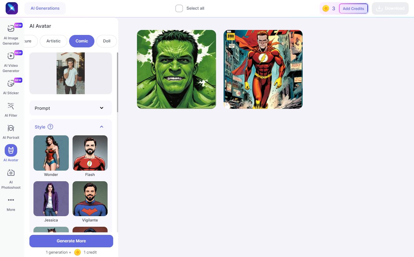 LightX - 5th best superhero generator