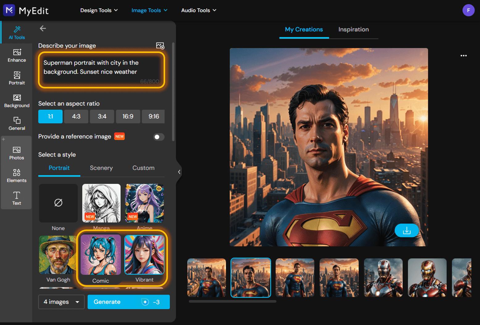 Create your own superhero with an AI generator - Step 2