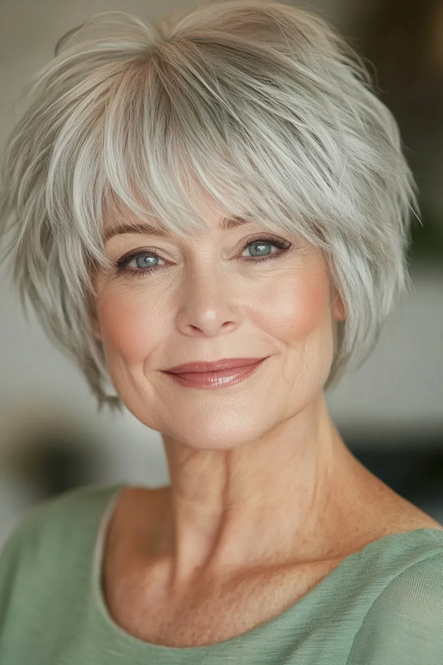 Coupes de cheveux tendances pour rajeunir femme de 70 ans avec lunettes