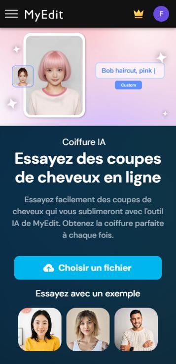 MyEdit - Tutoriel de coiffure IA étape 1