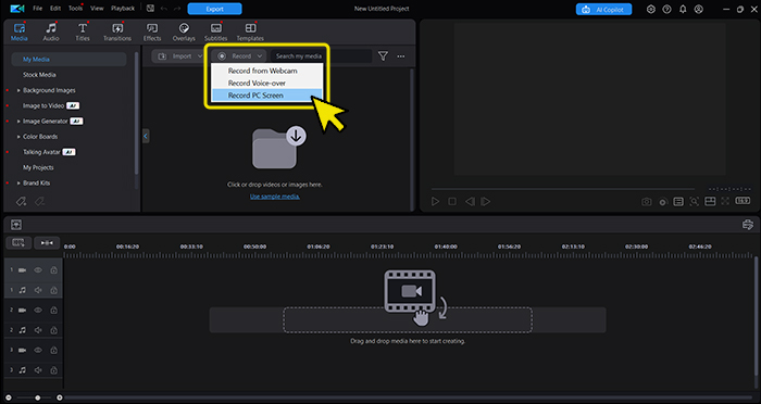 Open PowerDirector 365 and launch the Screen Recorder.