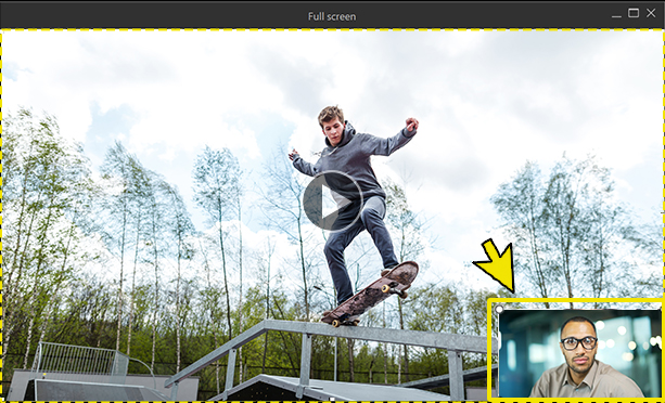 Webcam feed appear as a small overlay window